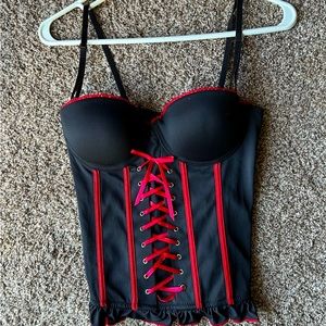 Black and red corset